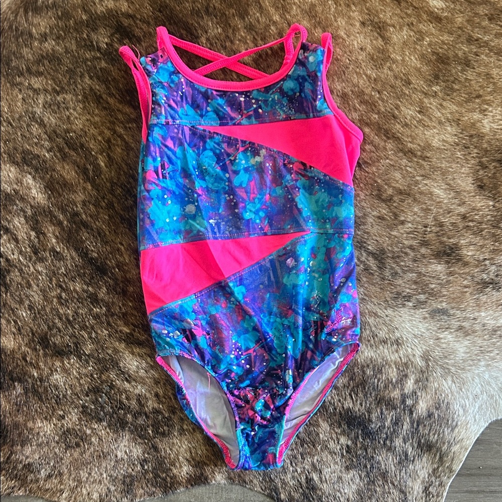 Girls' Pink & Blue gymnastics leotard